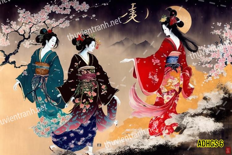 Tranh dán tường hoa cô gái Geisha Nhật Bản-ADHGS-6 - Kết quả tìm kiếm tranh tường